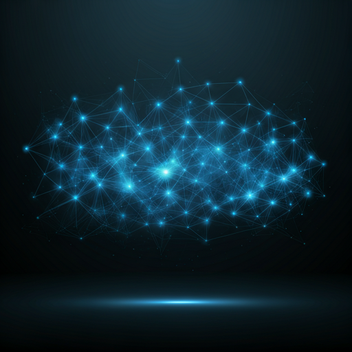 Abstract AI neural network visualization glowing blue